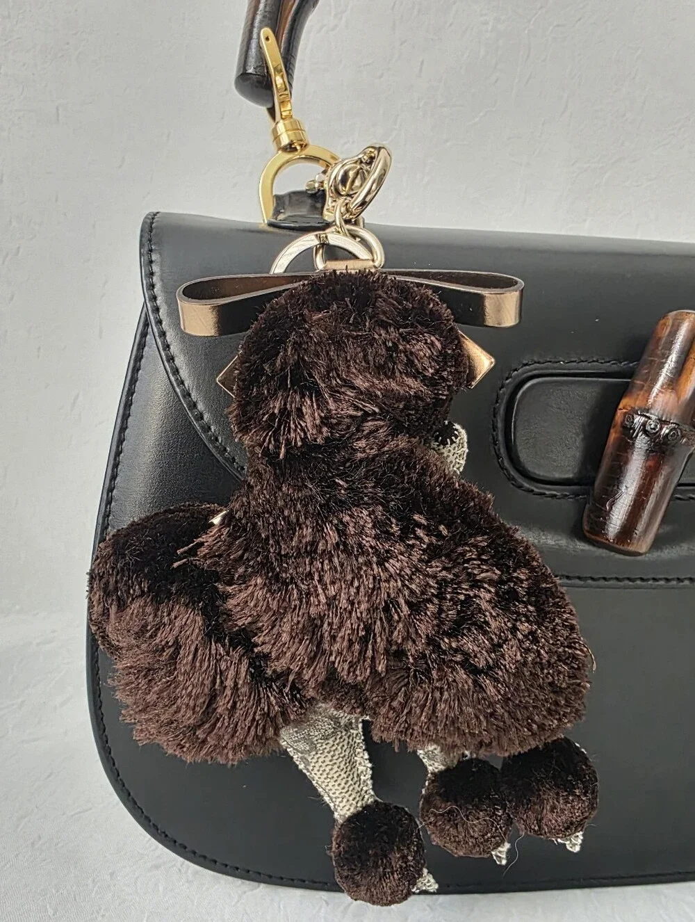 Auth Gucci GG Poodle Plush Key/Bag Charm